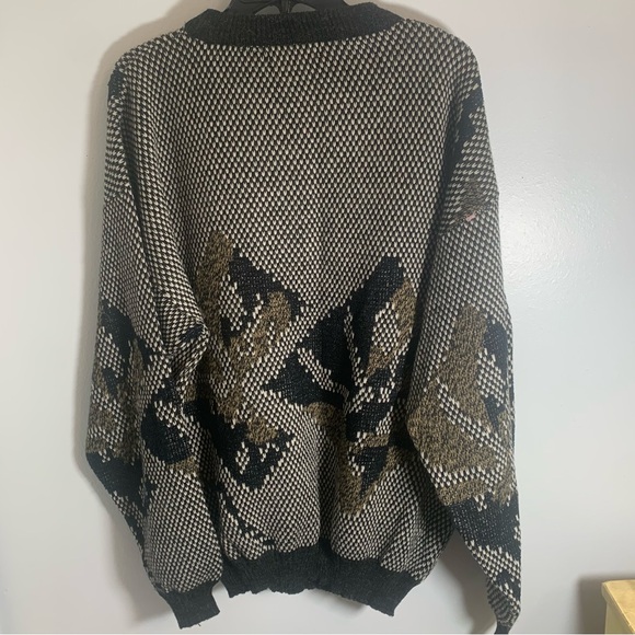 Adam Sloane Vintage Sweater Black and Tan Pattern Men’s Sz Large - Picture 4 of 4
